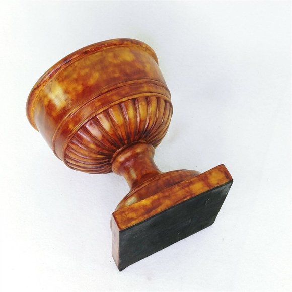 Planter Footed Stone-Look Resin Brown Tones Garden Decor Floral Decor 9" - Picture 6 of 8